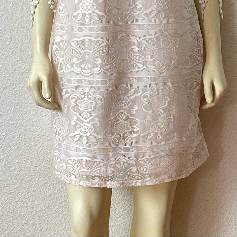 Vanity Cream Lace Shift Dress Size M - Picture 3 of 9